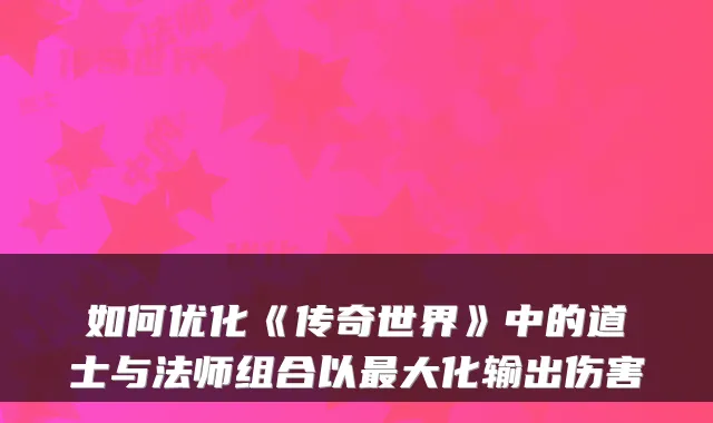 如何优化《传奇世界》中的道士与法师组合以最大化输出伤害