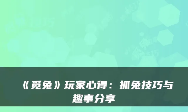 《觅兔》玩家心得：抓兔技巧与趣事分享