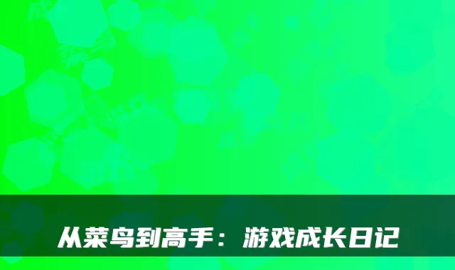 从菜鸟到高手：游戏成长日记