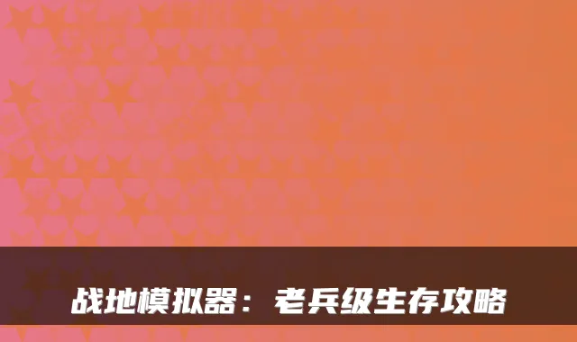 战地模拟器:老兵级生存攻略