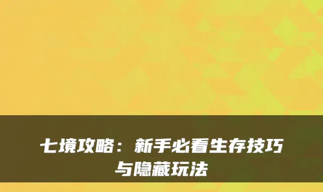 七境攻略:新手必看生存技巧与隐藏玩法
