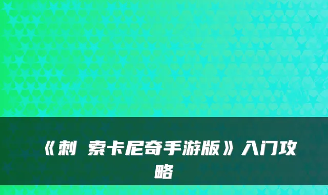 《刺猑索卡尼奇手游版》入门攻略