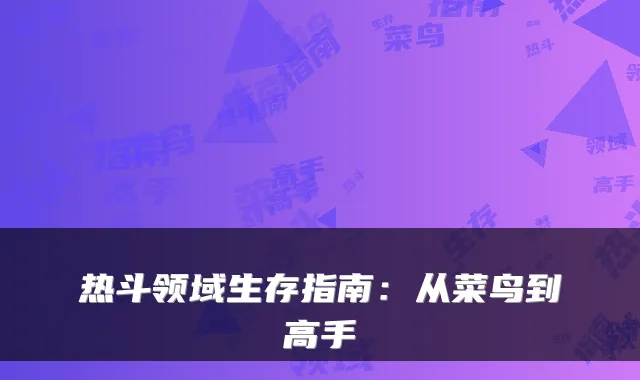 热斗领域生存指南：从菜鸟到高手