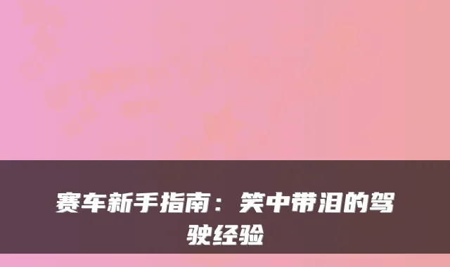 赛车新手指南：笑中带泪的驾驶经验