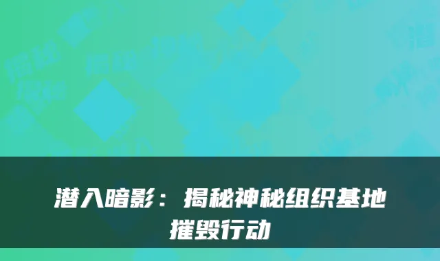 潜入暗影：揭秘神秘组织基地摧毁行动