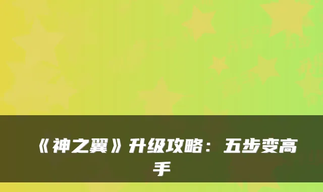 《神之翼》升级攻略:五步变高手