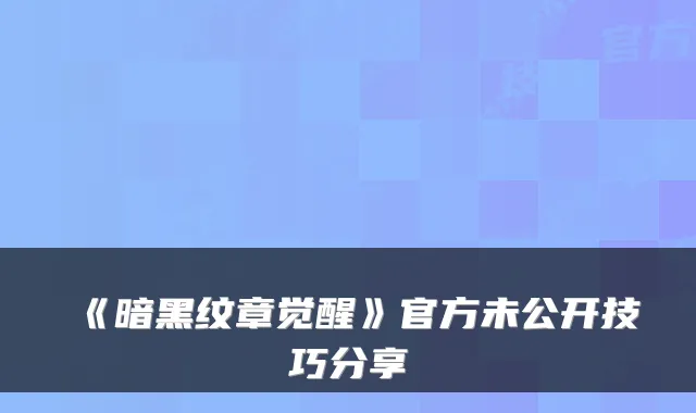 《暗黑纹章觉醒》官方未公开技巧分享