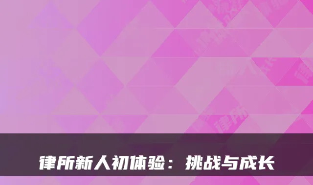 律所新人初体验：挑战与成长