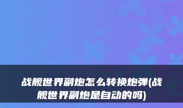 战舰世界副炮怎么转换炮弹(战舰世界副炮是自动的吗)