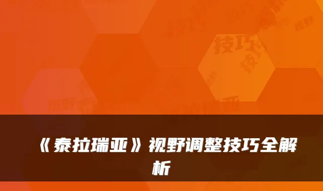 《泰拉瑞亚》视野调整技巧全解析