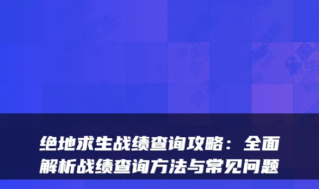 绝地求生战绩查询攻略：全面解析战绩查询方法与常见问题