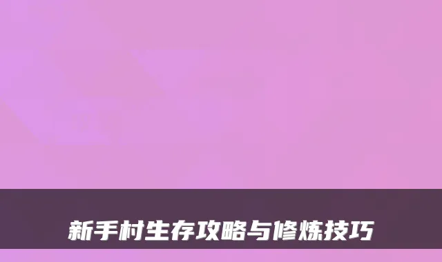 新手村生存攻略与修炼技巧