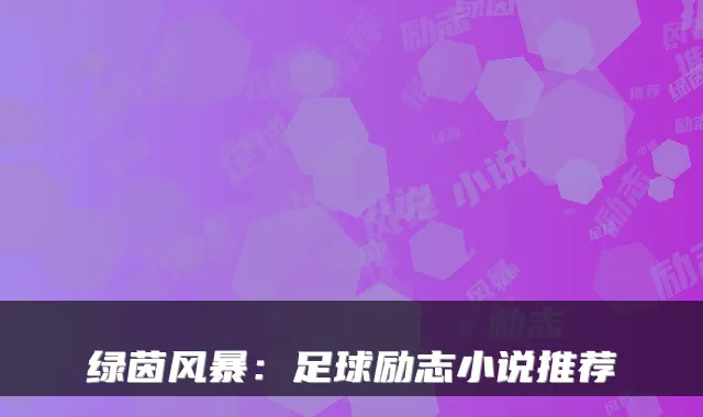 绿茵风暴：足球励志小说推荐
