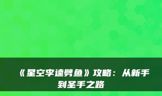 《星空李逵劈鱼》攻略：从新手到圣手之路