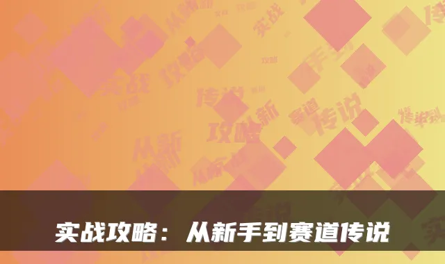 实战攻略：从新手到赛道传说