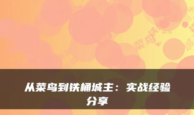 从菜鸟到铁桶城主：实战经验分享