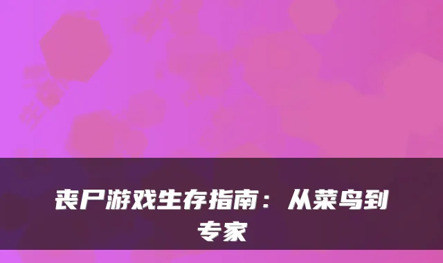 丧尸游戏生存指南：从菜鸟到专家