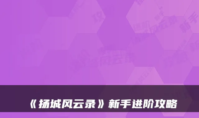《扬城风云录》新手进阶攻略
