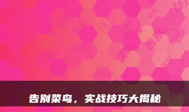 告别菜鸟,实战技巧大揭秘