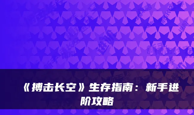 《搏击长空》生存指南：新手进阶攻略