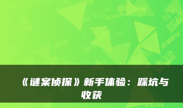 《谜案侦探》新手体验：踩坑与收获