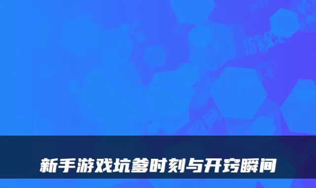新手游戏坑爹时刻与开窍瞬间