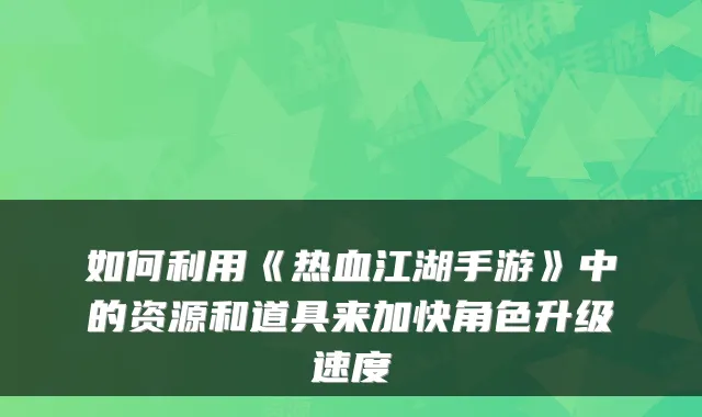 如何利用《热血江湖手游》中的资源和道具来加快角色升级速度