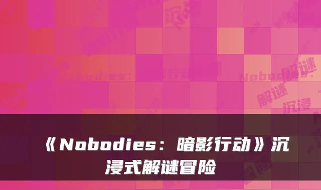 《Nobodies:暗影行动》沉浸式解谜冒险