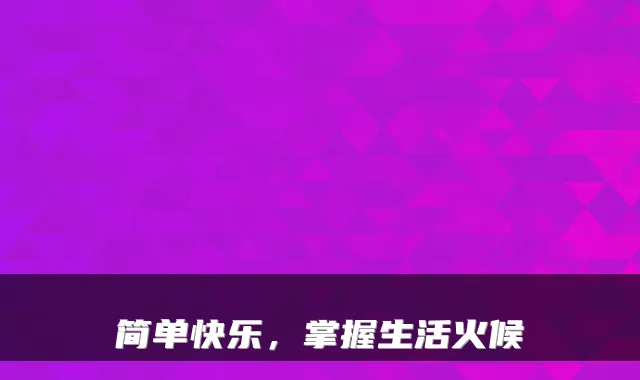 简单快乐，掌握生活火候