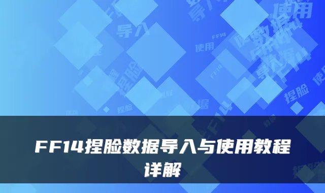 FF14捏脸数据导入与使用教程详解