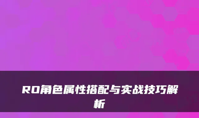 RO角色属性搭配与实战技巧解析
