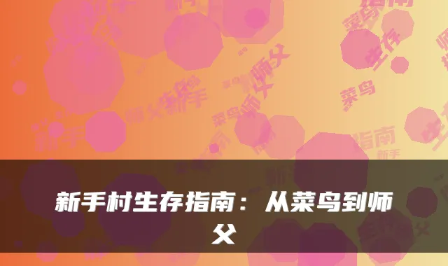 新手村生存指南：从菜鸟到师父