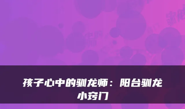 孩子心中的驯龙师：阳台驯龙小窍门