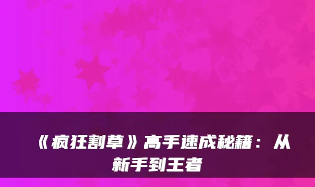 《疯狂割草》高手速成秘籍：从新手到王者