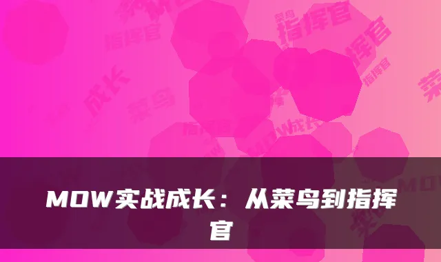 MOW实战成长:从菜鸟到指挥官