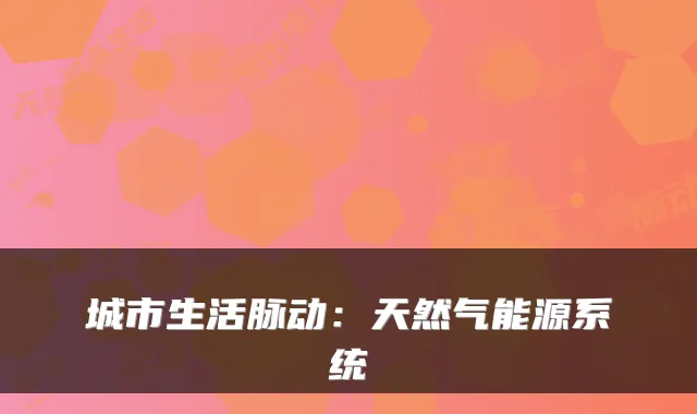 城市生活脉动：天然气能源系统