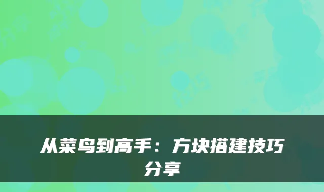 从菜鸟到高手:方块搭建技巧分享