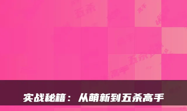 实战秘籍：从萌新到五杀高手