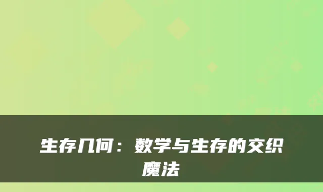 生存几何：数学与生存的交织魔法