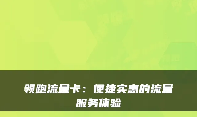 领跑流量卡:便捷实惠的流量服务体验
