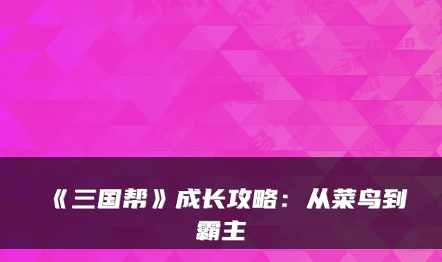 《三国帮》成长攻略：从菜鸟到霸主