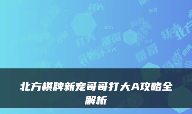 北方棋牌新宠哥哥打大A攻略全解析