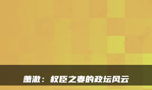萧澈:权臣之妻的政坛风云