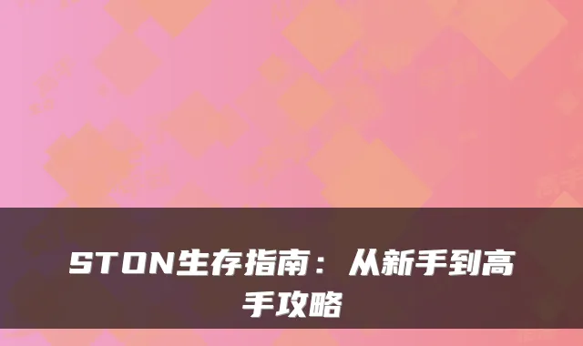STON生存指南:从新手到高手攻略