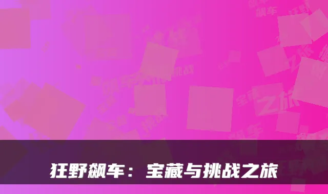 狂野飙车:宝藏与挑战之旅