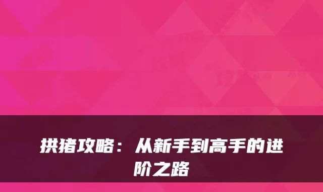 拱猪攻略:从新手到高手的进阶之路