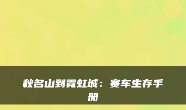秋名山到霓虹城:赛车生存手册