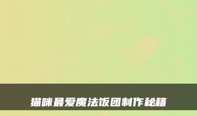 猫咪爱魔法饭团制作秘籍