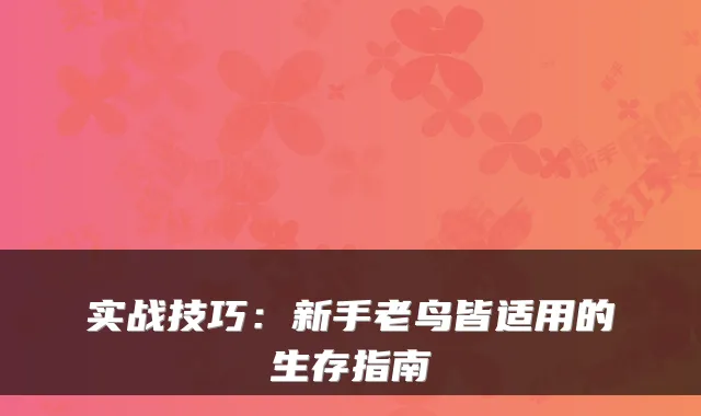 实战技巧：新手老鸟皆适用的生存指南