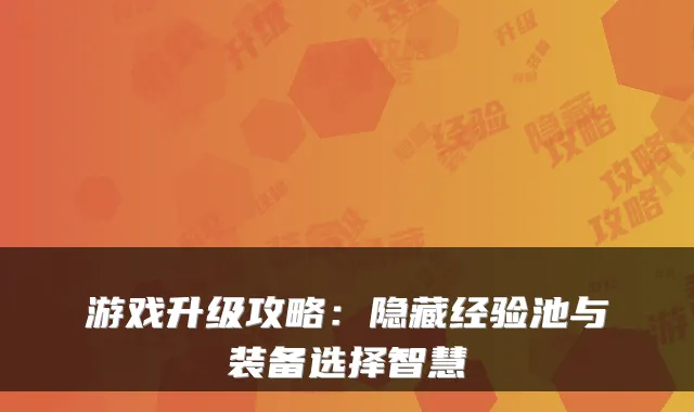 游戏升级攻略:隐藏经验池与装备选择智慧